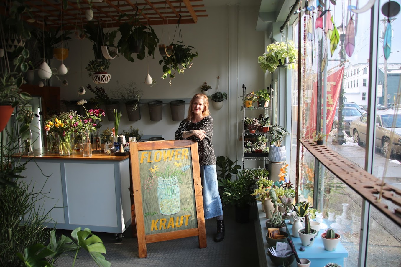 Inside view of store filled with plants and flowers