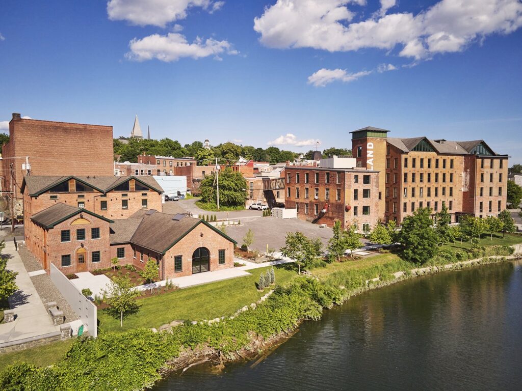 Outside view of the old brick building 