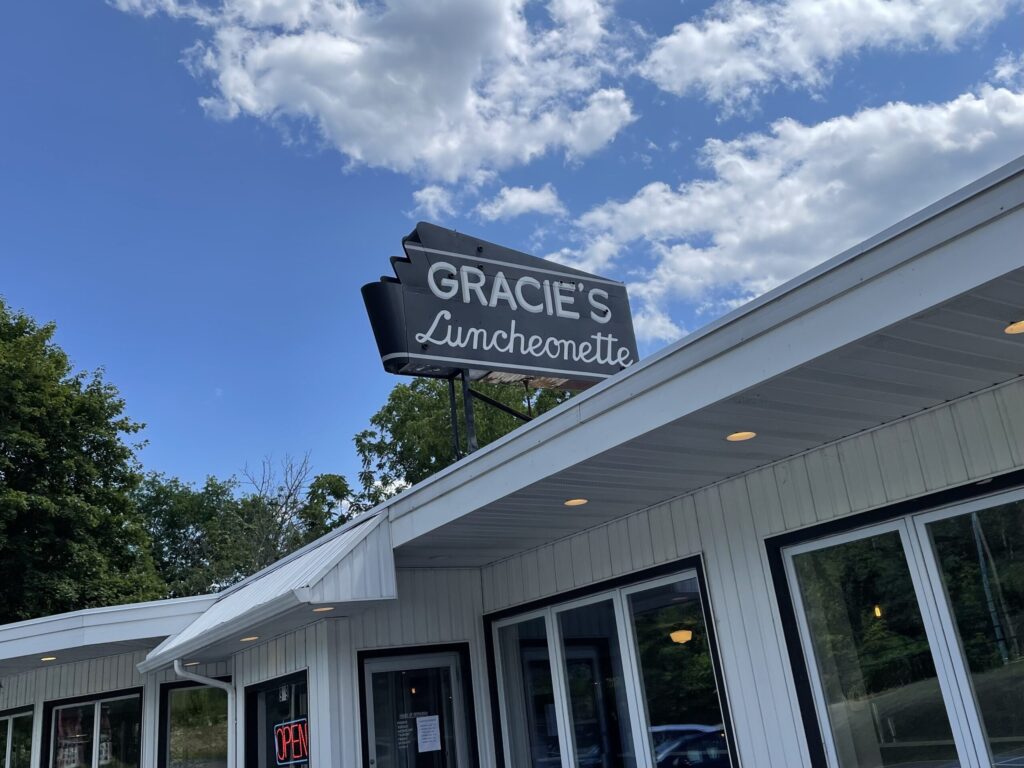 Outside view of vintage Gracie's sign