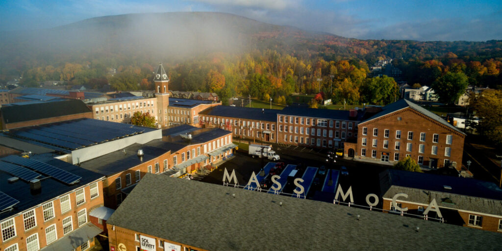 Air view of the many buildings that make up MASS MoCA