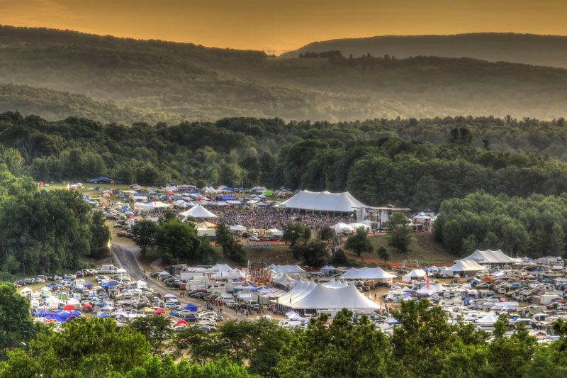 Aerial view of the bluegrass festival
