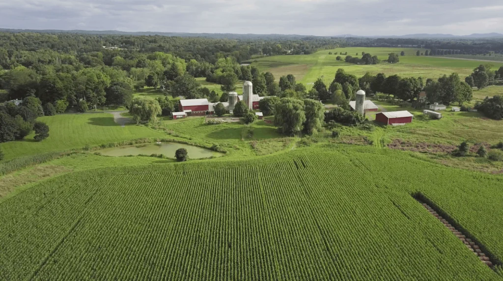 Aerial view of Greig Farm 