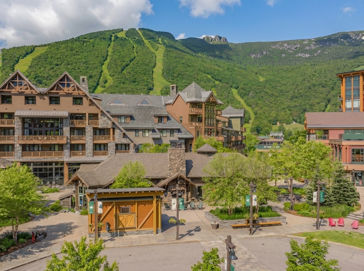 Stowe village main street with shops and galleries